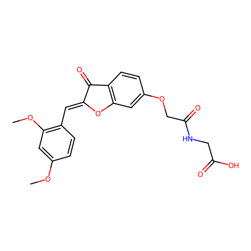 (Z)-2-(2-((2-(2,4-dimethoxybenzylidene)-3-oxo-2,3-dihydrobenzofuran-6-yl)oxy)acetamido)acetic acid structure