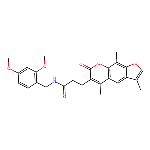 N-(2,4-dimethoxybenzyl)-3-(3,5,9-trimethyl-7-oxo-7H-furo[3,2-g]chromen-6-yl)propanamide structure
