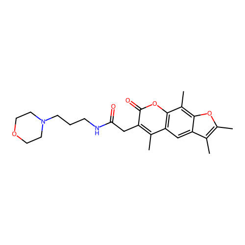 N-(3-morpholinopropyl)-2-(2,3,5,9-tetramethyl-7-oxo-7H-furo[3,2-g]chromen-6-yl)acetamide structure
