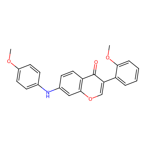 3-(2-methoxyphenyl)-7-((4-methoxyphenyl)amino)-4H-chromen-4-one structure