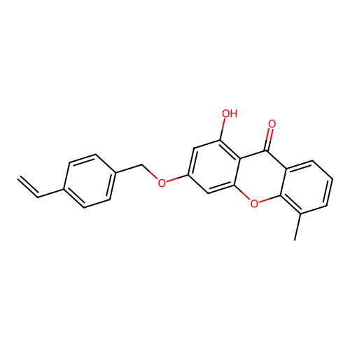 1-hydroxy-5-methyl-3-((4-vinylbenzyl)oxy)-9H-xanthen-9-one structure