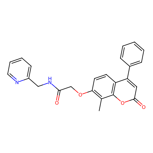 2-((8-methyl-2-oxo-4-phenyl-2H-chromen-7-yl)oxy)-N-(pyridin-2-ylmethyl)acetamide structure