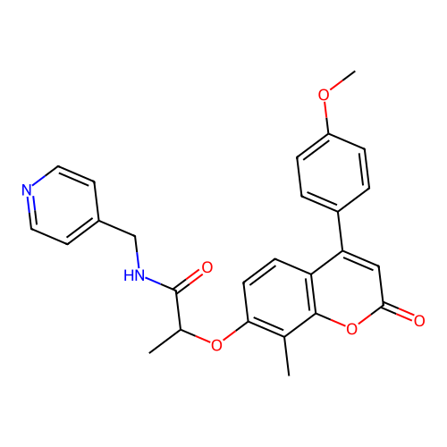 2-((4-(4-methoxyphenyl)-8-methyl-2-oxo-2H-chromen-7-yl)oxy)-N-(pyridin-4-ylmethyl)propanamide structure