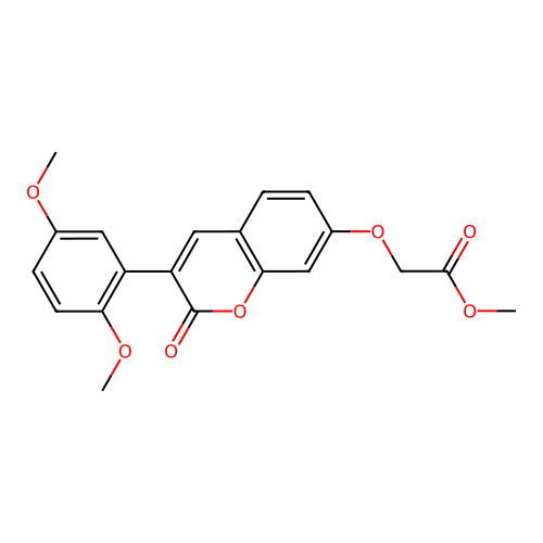 methyl 2-{[3-(2,5-dimethoxyphenyl)-2-oxo-2H-chromen-7-yl]oxy}acetate structure