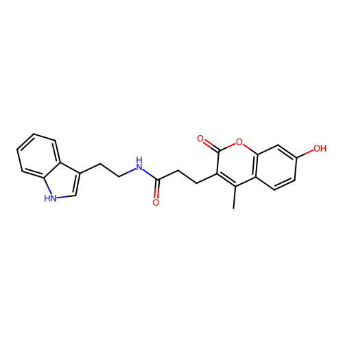 N-(2-(1H-indol-3-yl)ethyl)-3-(7-hydroxy-4-methyl-2-oxo-2H-chromen-3-yl)propanamide structure