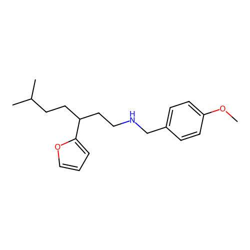 3-(furan-2-yl)-N-(4-methoxybenzyl)-6-methylheptan-1-amine structure