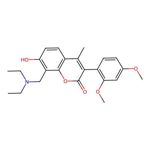 8-((diethylamino)methyl)-3-(2,4-dimethoxyphenyl)-7-hydroxy-4-methyl-2H-chromen-2-one structure