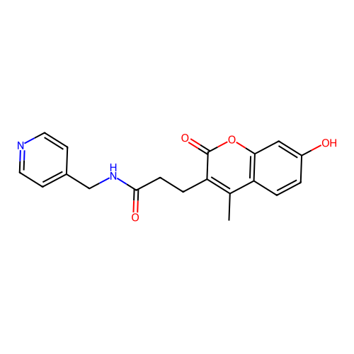 3-(7-hydroxy-4-methyl-2-oxo-2H-chromen-3-yl)-N-(pyridin-4-ylmethyl)propanamide structure