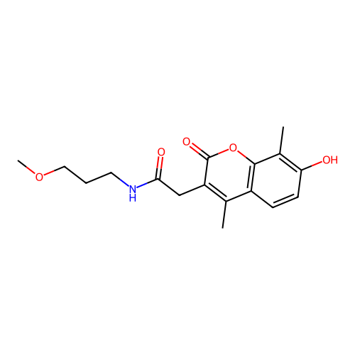2-(7-hydroxy-4,8-dimethyl-2-oxo-2H-chromen-3-yl)-N-(3-methoxypropyl)acetamide structure