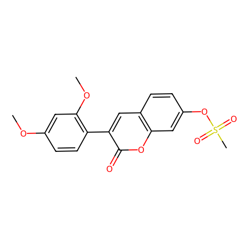 3-(2,4-dimethoxyphenyl)-2-oxo-2H-chromen-7-yl methanesulfonate structure