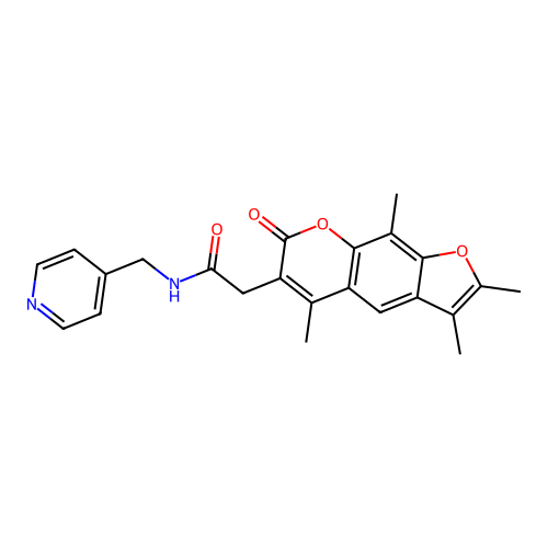 N-(pyridin-4-ylmethyl)-2-(2,3,5,9-tetramethyl-7-oxo-7H-furo[3,2-g]chromen-6-yl)acetamide structure