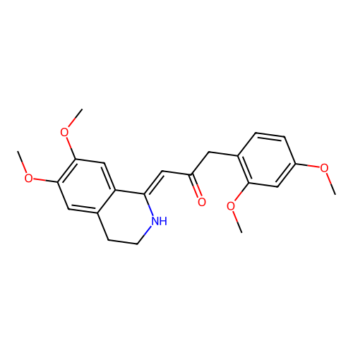 (1Z)-1-(6,7-dimethoxy-3,4-dihydro-2H-isoquinolin-1-ylidene)-3-(2,4-dimethoxyphenyl)propan-2-one structure