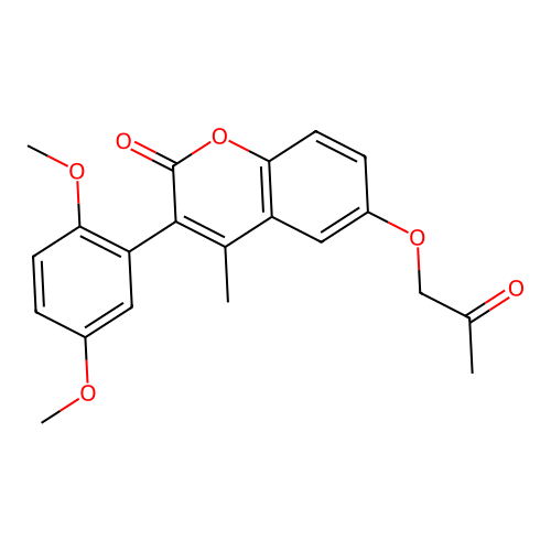 3-(2,5-dimethoxyphenyl)-4-methyl-6-(2-oxopropoxy)-2H-chromen-2-one structure