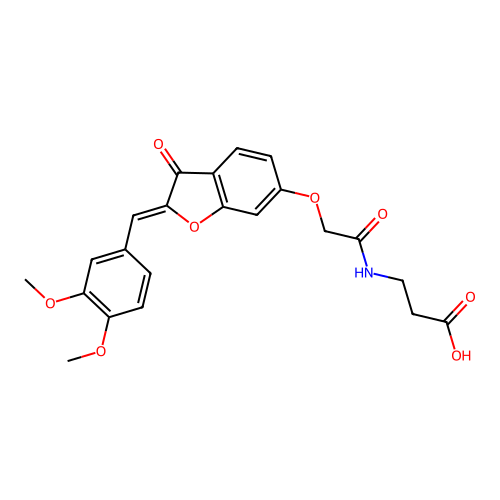 (Z)-3-(2-((2-(3,4-dimethoxybenzylidene)-3-oxo-2,3-dihydrobenzofuran-6-yl)oxy)acetamido)propanoic acid structure