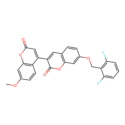7-((2,6-difluorobenzyl)oxy)-7'-methoxy-2H,2'H-[3,4'-bichromene]-2,2'-dione structure