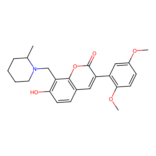 3-(2,5-dimethoxyphenyl)-7-hydroxy-8-((2-methylpiperidin-1-yl)methyl)-2H-chromen-2-one structure