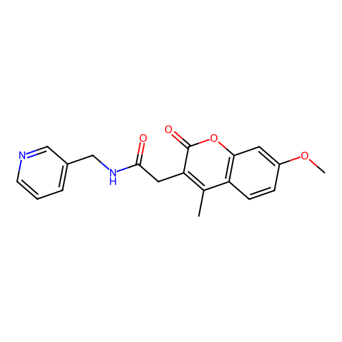 2-(7-methoxy-4-methyl-2-oxo-2H-chromen-3-yl)-N-(pyridin-3-ylmethyl)acetamide structure