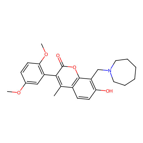 8-(azepan-1-ylmethyl)-3-(2,5-dimethoxyphenyl)-7-hydroxy-4-methyl-2H-chromen-2-one structure