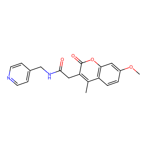 2-(7-methoxy-4-methyl-2-oxo-2H-chromen-3-yl)-N-(pyridin-4-ylmethyl)acetamide structure