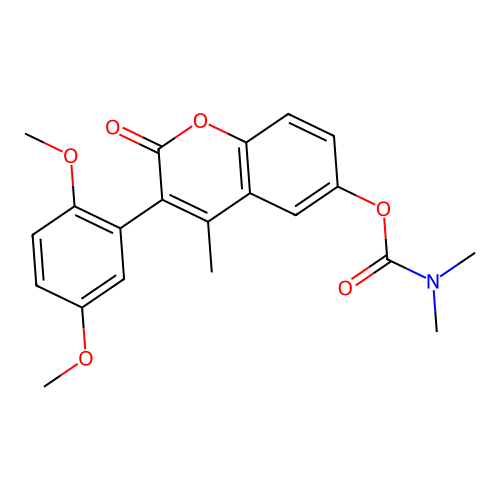 3-(2,5-dimethoxyphenyl)-4-methyl-2-oxo-2H-chromen-6-yl dimethylcarbamate structure