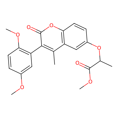 methyl 2-{[3-(2,5-dimethoxyphenyl)-4-methyl-2-oxo-2H-chromen-6-yl]oxy}propanoate structure
