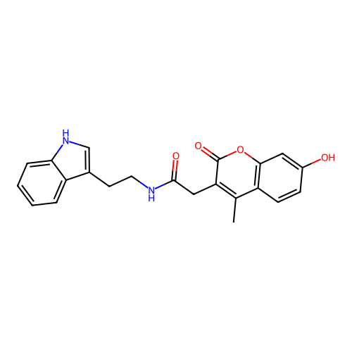 N-(2-(1H-indol-3-yl)ethyl)-2-(7-hydroxy-4-methyl-2-oxo-2H-chromen-3-yl)acetamide structure