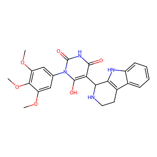 6-hydroxy-5-(2,3,4,9-tetrahydro-1H-pyrido[3,4-b]indol-1-yl)-3-(3,4,5-trimethoxyphenyl)pyrimidine-2,4(1H,3H)-dione structure