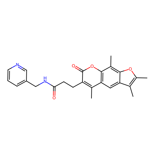 N-(pyridin-3-ylmethyl)-3-(2,3,5,9-tetramethyl-7-oxo-7H-furo[3,2-g]chromen-6-yl)propanamide structure