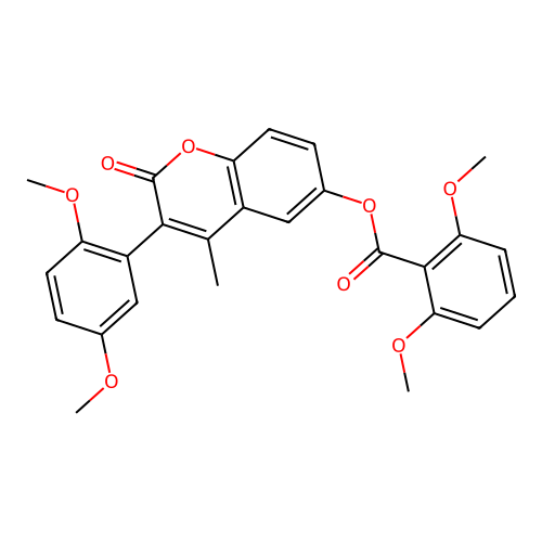 3-(2,5-dimethoxyphenyl)-4-methyl-2-oxo-2H-chromen-6-yl 2,6-dimethoxybenzoate structure