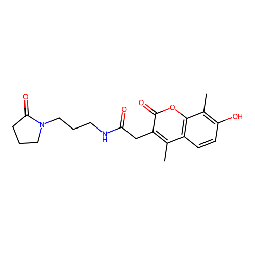 2-(7-hydroxy-4,8-dimethyl-2-oxo-2H-chromen-3-yl)-N-(3-(2-oxopyrrolidin-1-yl)propyl)acetamide structure