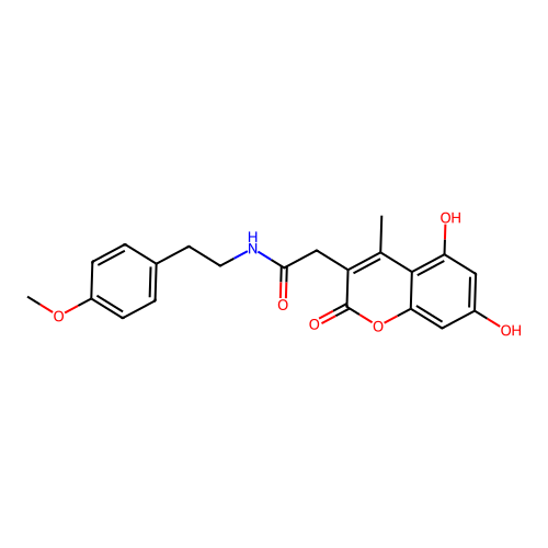 2-(5,7-dihydroxy-4-methyl-2-oxo-2H-chromen-3-yl)-N-(4-methoxyphenethyl)acetamide structure
