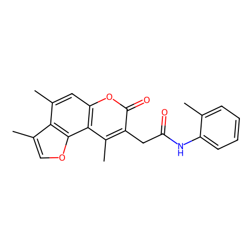 N-(o-tolyl)-2-(3,4,9-trimethyl-7-oxo-7H-furo[2,3-f]chromen-8-yl)acetamide structure