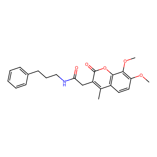 2-(7,8-dimethoxy-4-methyl-2-oxo-2H-chromen-3-yl)-N-(3-phenylpropyl)acetamide structure
