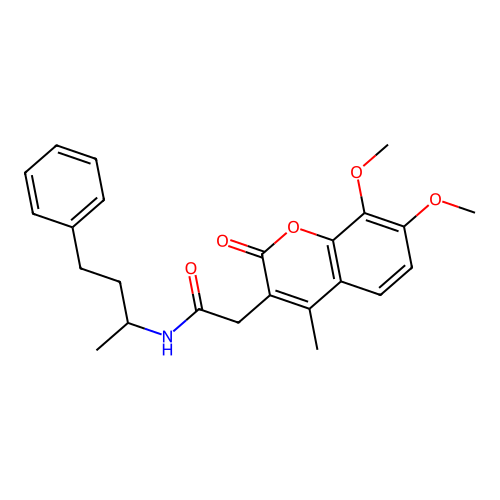 2-(7,8-dimethoxy-4-methyl-2-oxo-2H-chromen-3-yl)-N-(4-phenylbutan-2-yl)acetamide structure