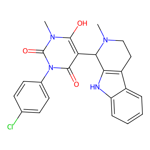 1-(4-chlorophenyl)-6-hydroxy-3-methyl-5-(2-methyl-2,3,4,9-tetrahydro-1H-pyrido[3,4-b]indol-1-yl)pyrimidine-2,4(1H,3H)-dione structure