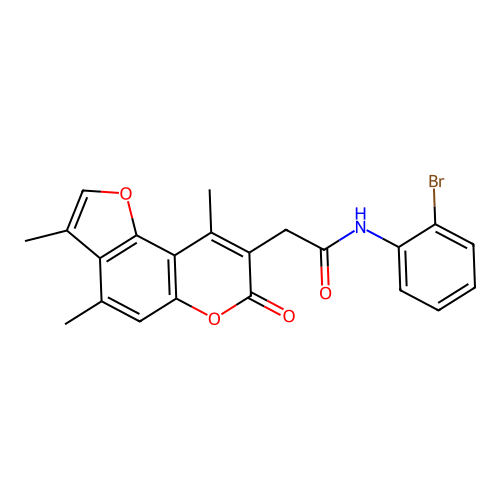 N-(2-bromophenyl)-2-(3,4,9-trimethyl-7-oxo-7H-furo[2,3-f]chromen-8-yl)acetamide structure