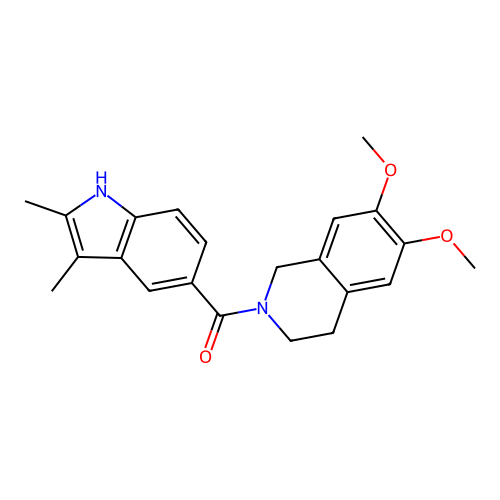 (6,7-dimethoxy-3,4-dihydro-1H-isoquinolin-2-yl)-(2,3-dimethyl-1H-indol-5-yl)methanone structure