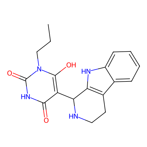 6-hydroxy-3-propyl-5-(2,3,4,9-tetrahydro-1H-pyrido[3,4-b]indol-1-yl)pyrimidine-2,4(1H,3H)-dione structure