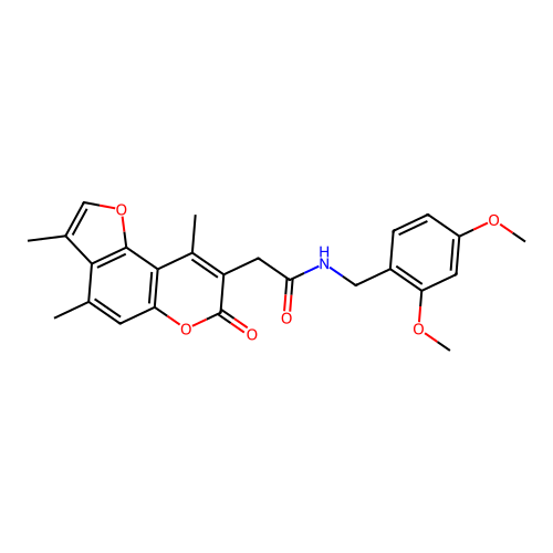 N-(2,4-dimethoxybenzyl)-2-(3,4,9-trimethyl-7-oxo-7H-furo[2,3-f]chromen-8-yl)acetamide structure