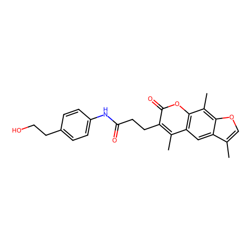 N-(4-(2-hydroxyethyl)phenyl)-3-(3,5,9-trimethyl-7-oxo-7H-furo[3,2-g]chromen-6-yl)propanamide structure