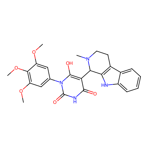 6-hydroxy-5-(2-methyl-2,3,4,9-tetrahydro-1H-pyrido[3,4-b]indol-1-yl)-3-(3,4,5-trimethoxyphenyl)pyrimidine-2,4(1H,3H)-dione structure