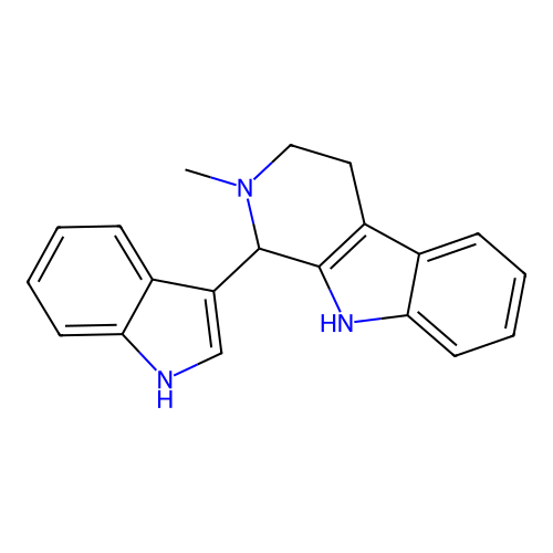 1-(1H-indol-3-yl)-2-methyl-2,3,4,9-tetrahydro-1H-beta-carboline structure