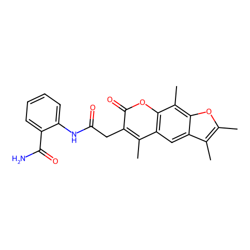 2-(2-(2,3,5,9-tetramethyl-7-oxo-7H-furo[3,2-g]chromen-6-yl)acetamido)benzamide structure