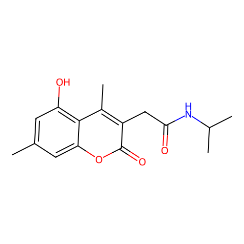 2-(5-hydroxy-4,7-dimethyl-2-oxo-2H-chromen-3-yl)-N-isopropylacetamide structure