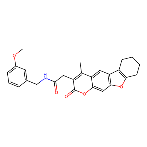 N-(3-methoxybenzyl)-2-(4-methyl-2-oxo-6,7,8,9-tetrahydro-2H-benzofuro[3,2-g]chromen-3-yl)acetamide structure
