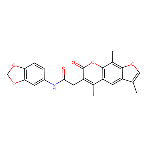 N-(benzo[d][1,3]dioxol-5-yl)-2-(3,5,9-trimethyl-7-oxo-7H-furo[3,2-g]chromen-6-yl)acetamide structure