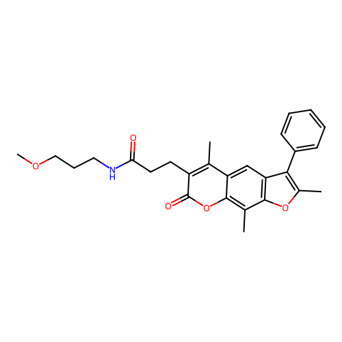 N-(3-methoxypropyl)-3-(2,5,9-trimethyl-7-oxo-3-phenyl-7H-furo[3,2-g]chromen-6-yl)propanamide structure