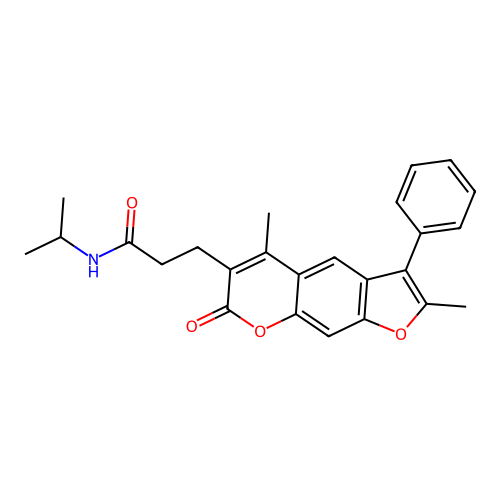 3-(2,5-dimethyl-7-oxo-3-phenyl-7H-furo[3,2-g]chromen-6-yl)-N-isopropylpropanamide structure