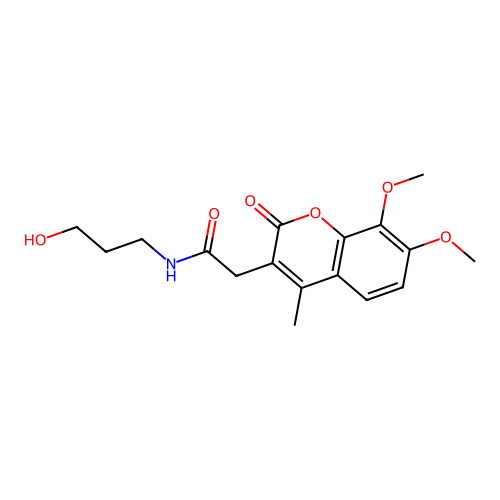 2-(7,8-dimethoxy-4-methyl-2-oxo-2H-chromen-3-yl)-N-(3-hydroxypropyl)acetamide structure