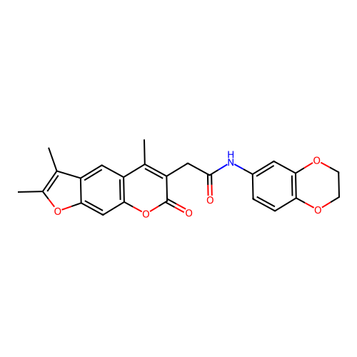 N-(2,3-dihydrobenzo[b][1,4]dioxin-6-yl)-2-(2,3,5-trimethyl-7-oxo-7H-furo[3,2-g]chromen-6-yl)acetamide structure